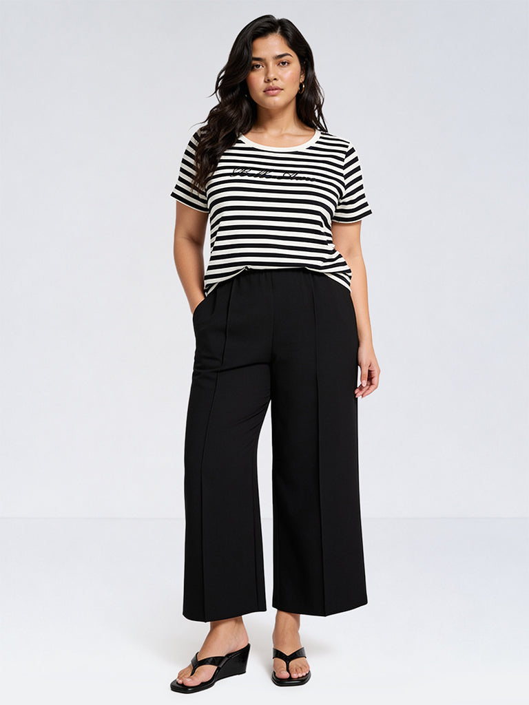 Gia Black Solid High-Rise Trousers