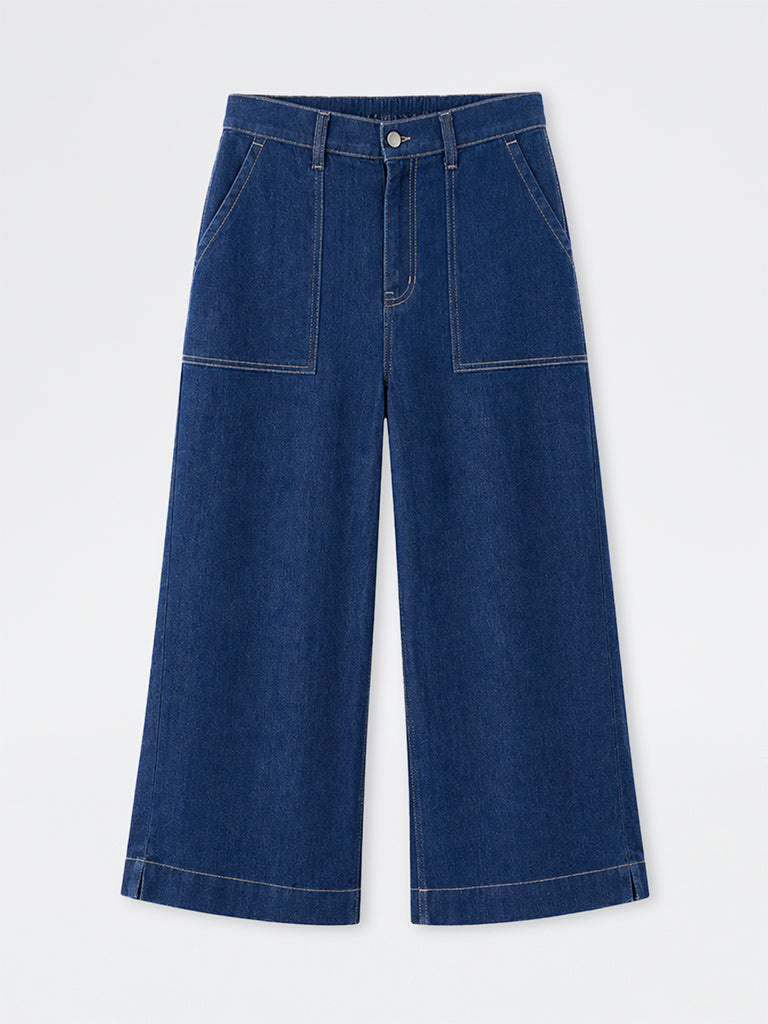 Gia Dark-Blue-Wash High-Waist Straight Fit Jeans