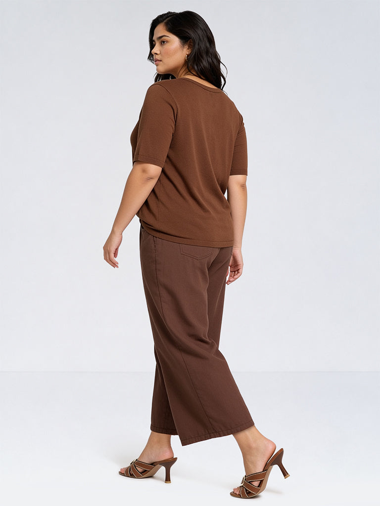 Gia Brown-Wash High-Waist Relaxed Fit Jeans