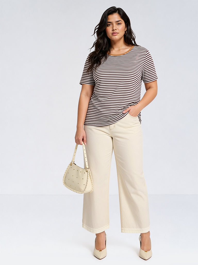 Gia Beige-Wash High-Waist Straight Fit Jeans