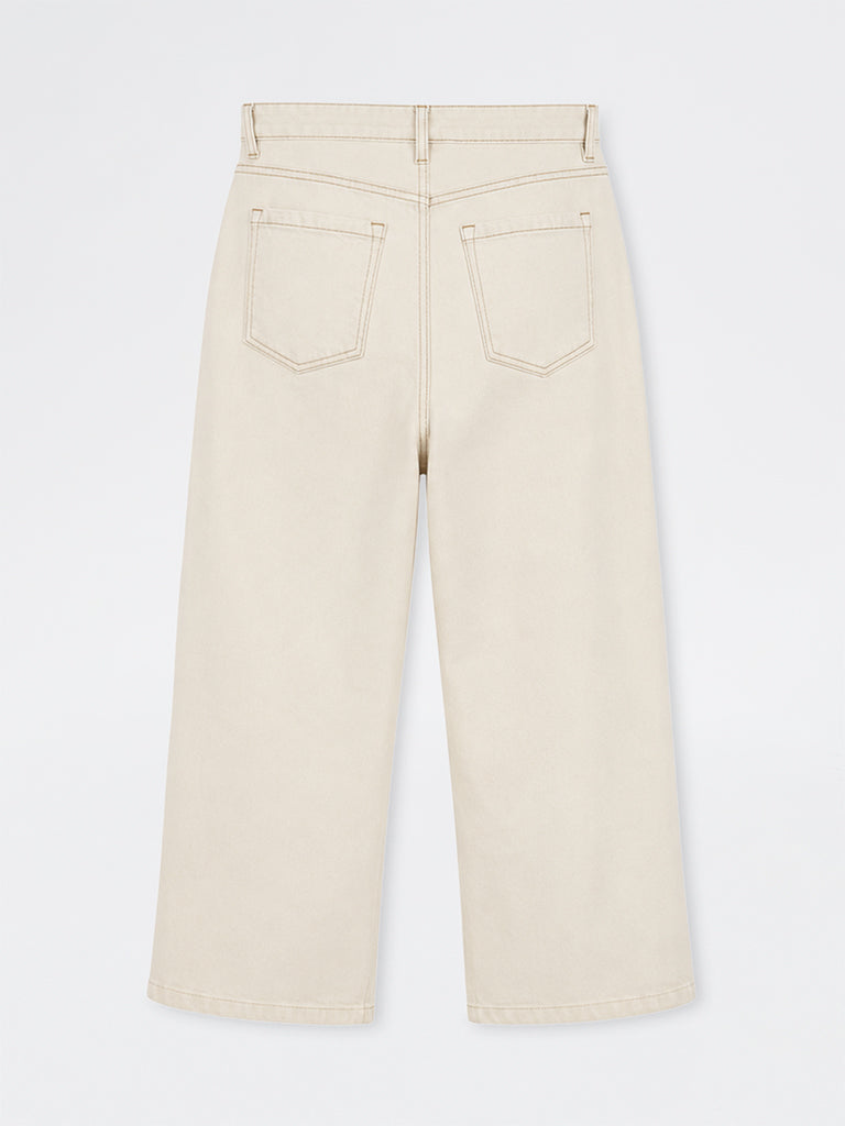 Gia Beige-Wash High-Waist Straight Fit Jeans