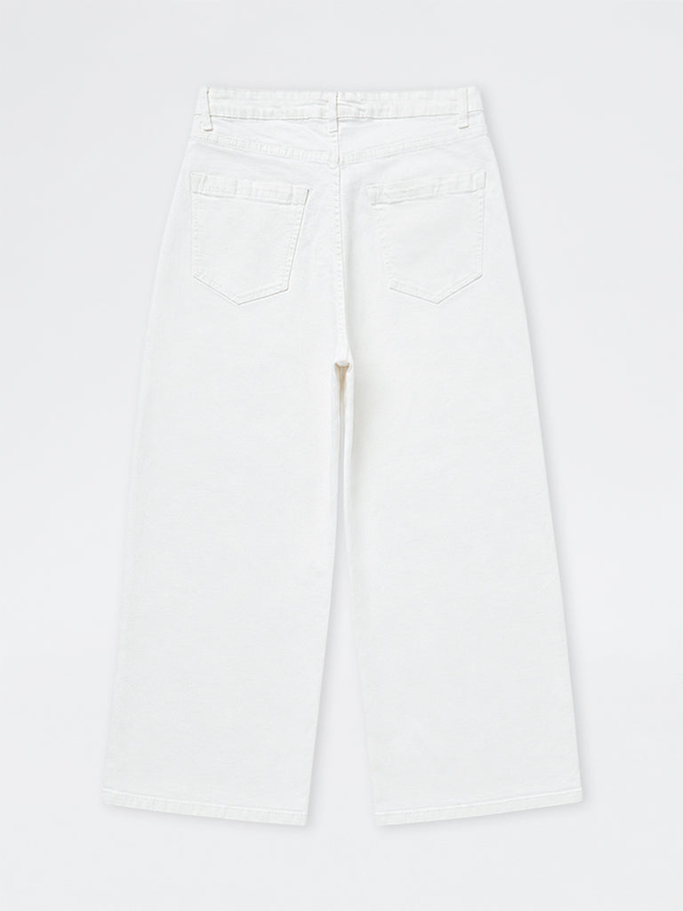 Gia White Solid High-Rise Jeans