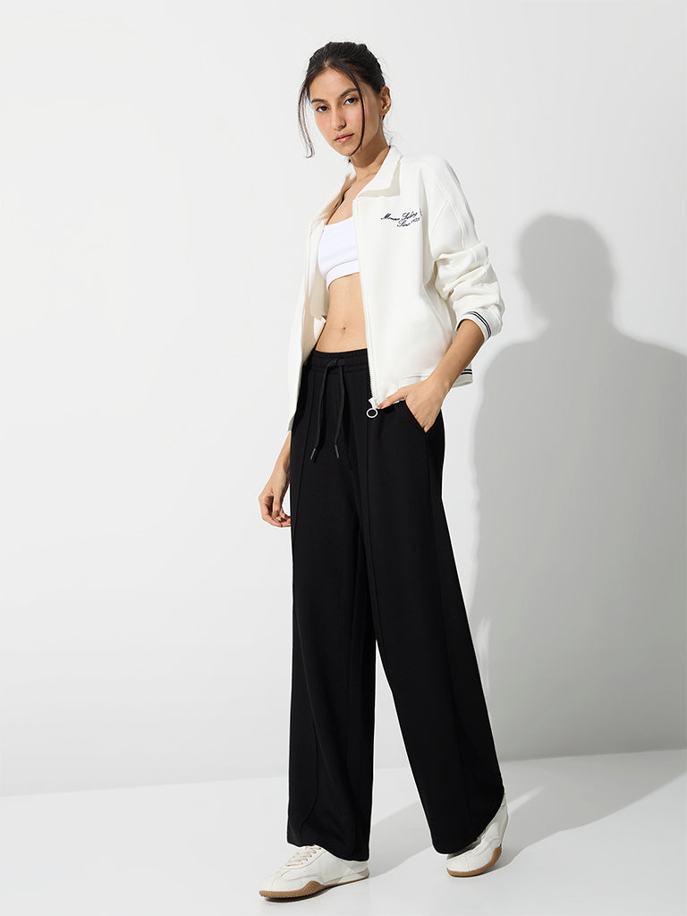 Nuoflexx Black Pipeline-Detail High-Rise Track Pants