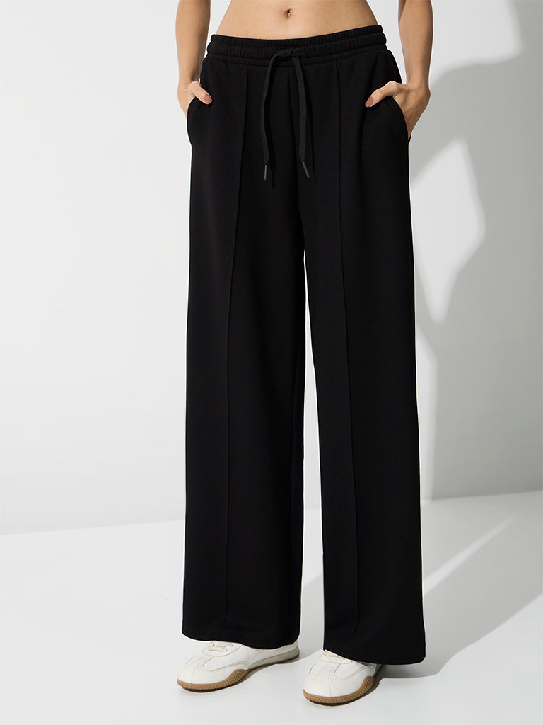 Nuoflexx Black Pipeline-Detail High-Rise Track Pants