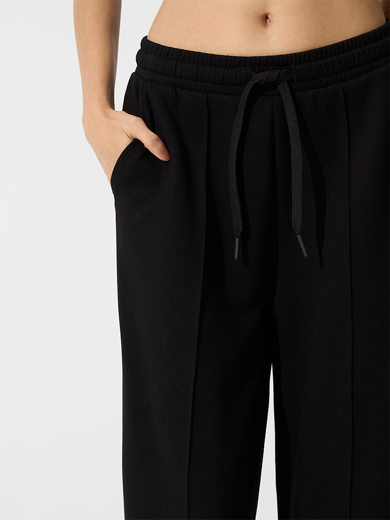 Nuoflexx Black Pipeline-Detail High-Rise Track Pants