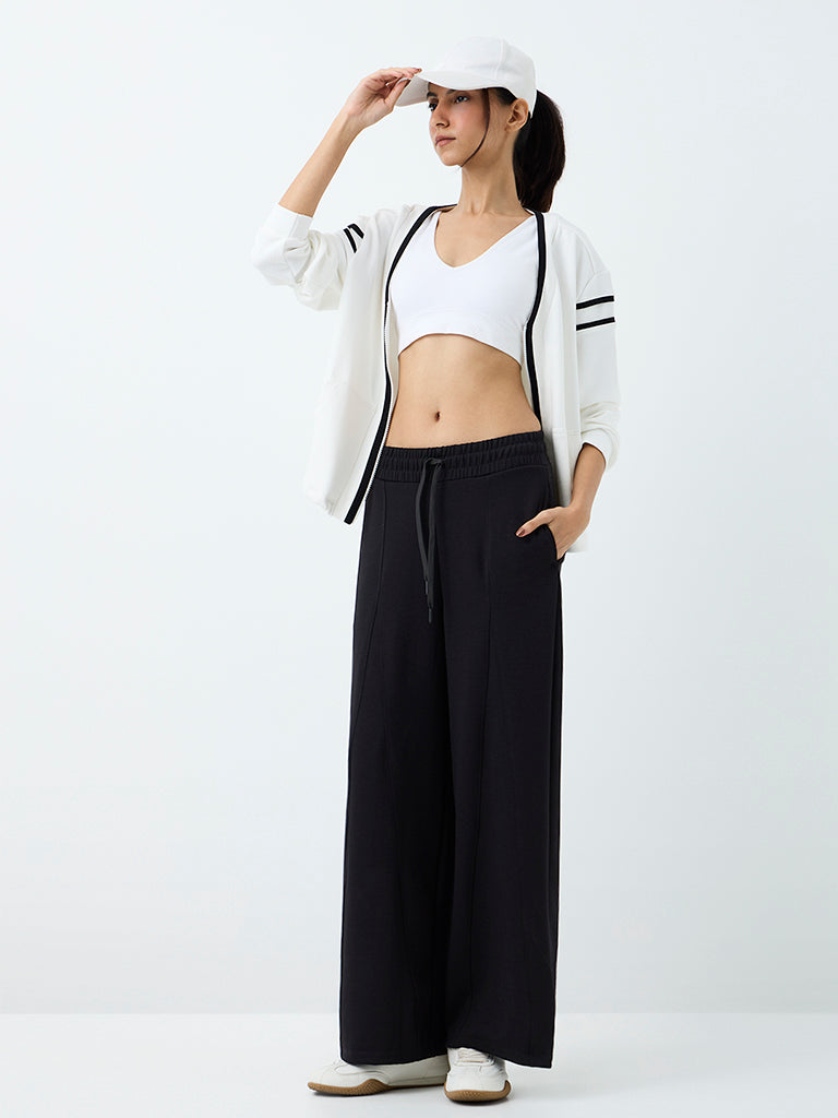 Nuoflexx Black Piping-Detail High-Rise Track Pants