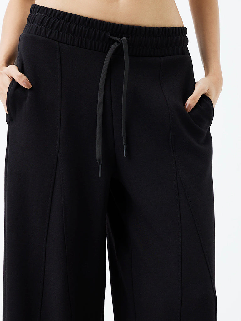 Nuoflexx Black Piping-Detail High-Rise Track Pants
