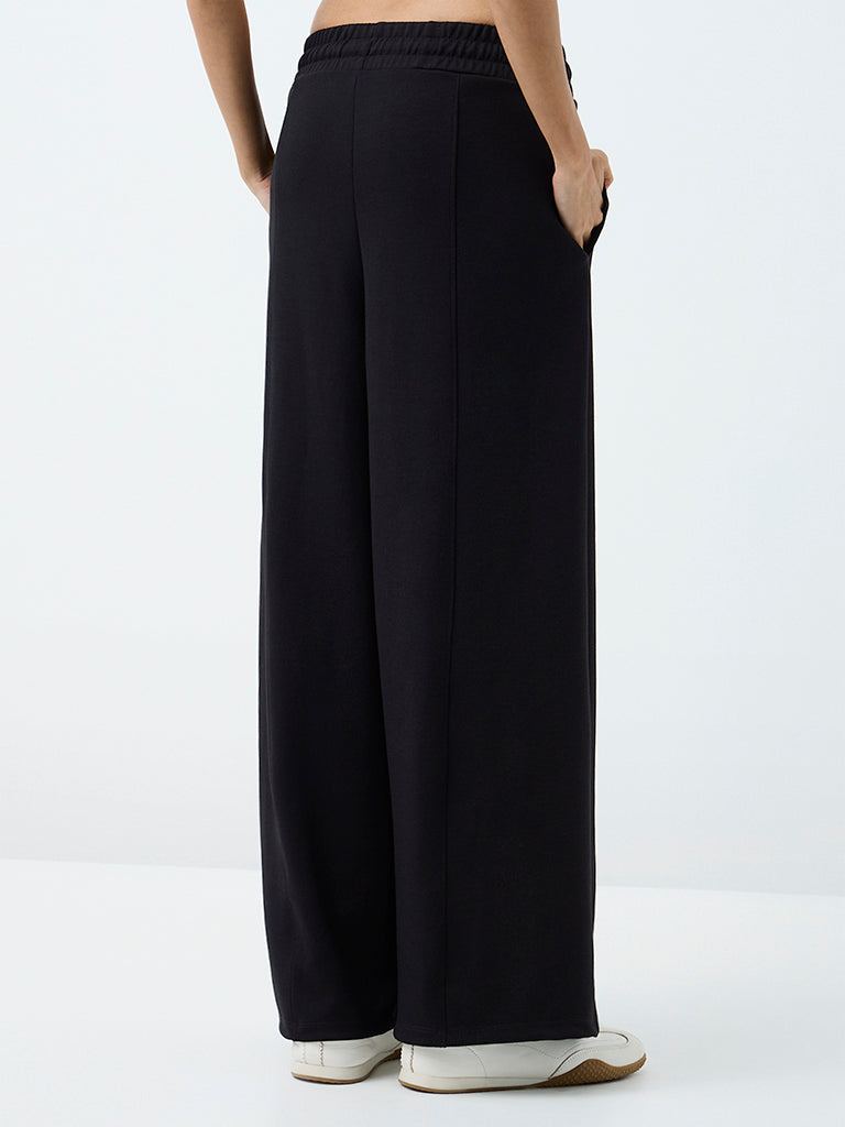 Nuoflexx Black Piping-Detail High-Rise Track Pants