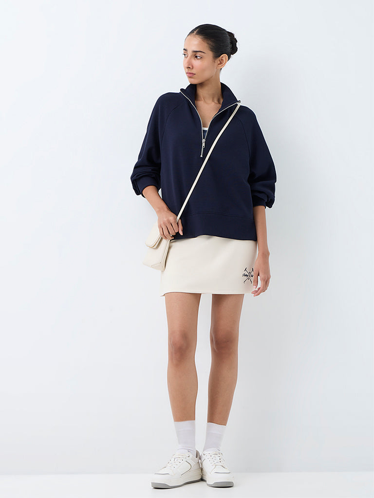Nuoflexx Off-White Embroidered High-Rise Mini Skirt
