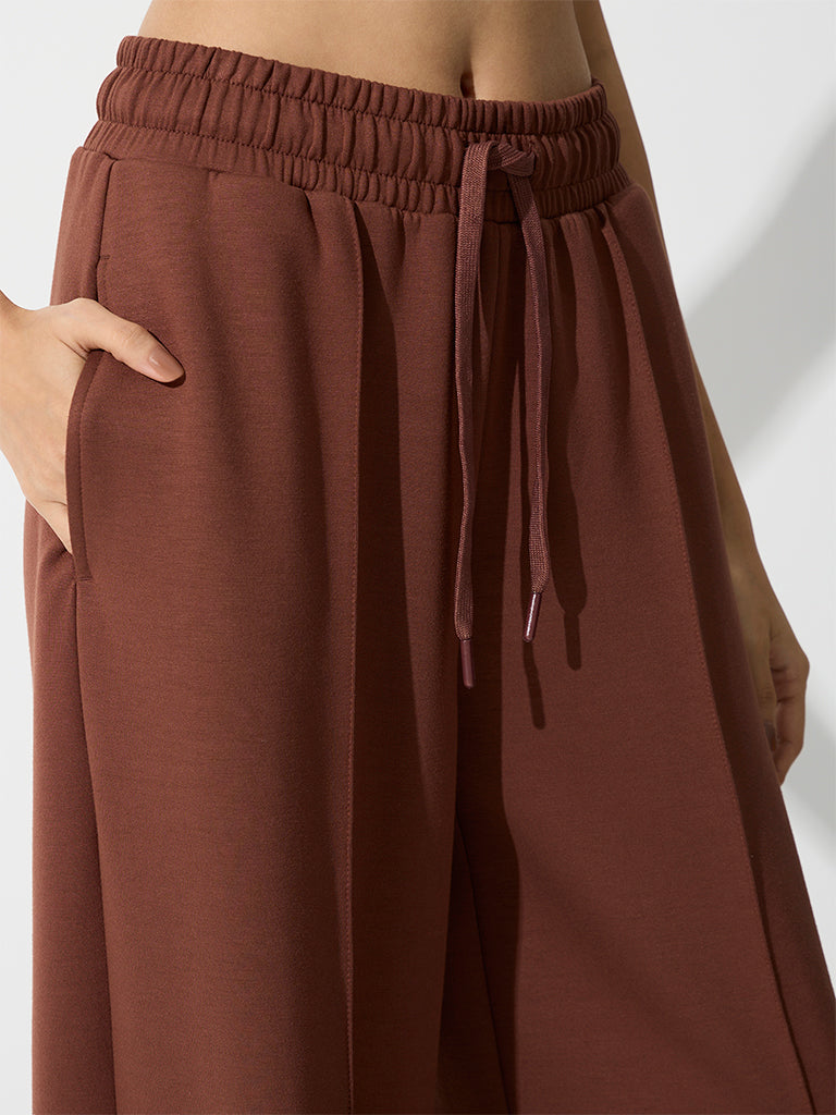 Nuoflexx Brown Pipeline-Detail High-Rise Track Pants