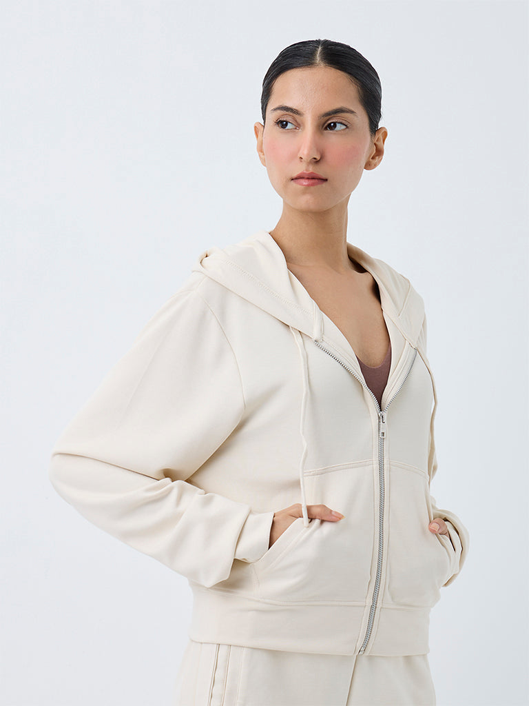 Nuoflexx Off-White Solid Hooded Jacket
