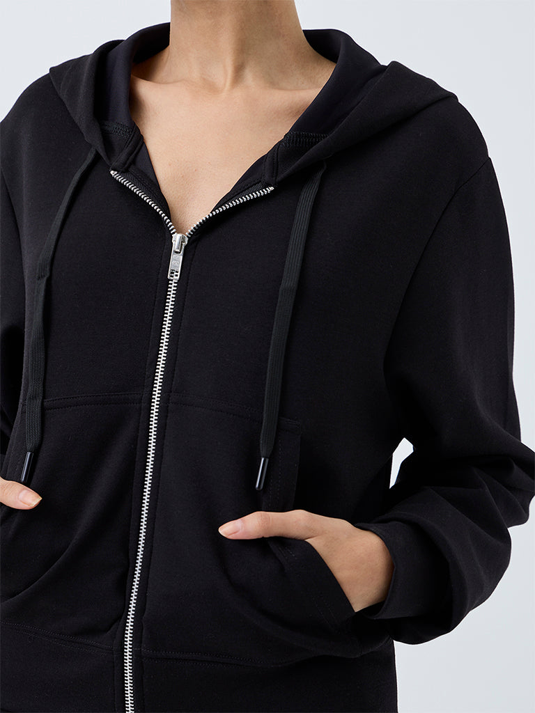 Nuoflexx Black Solid Hooded Jacket
