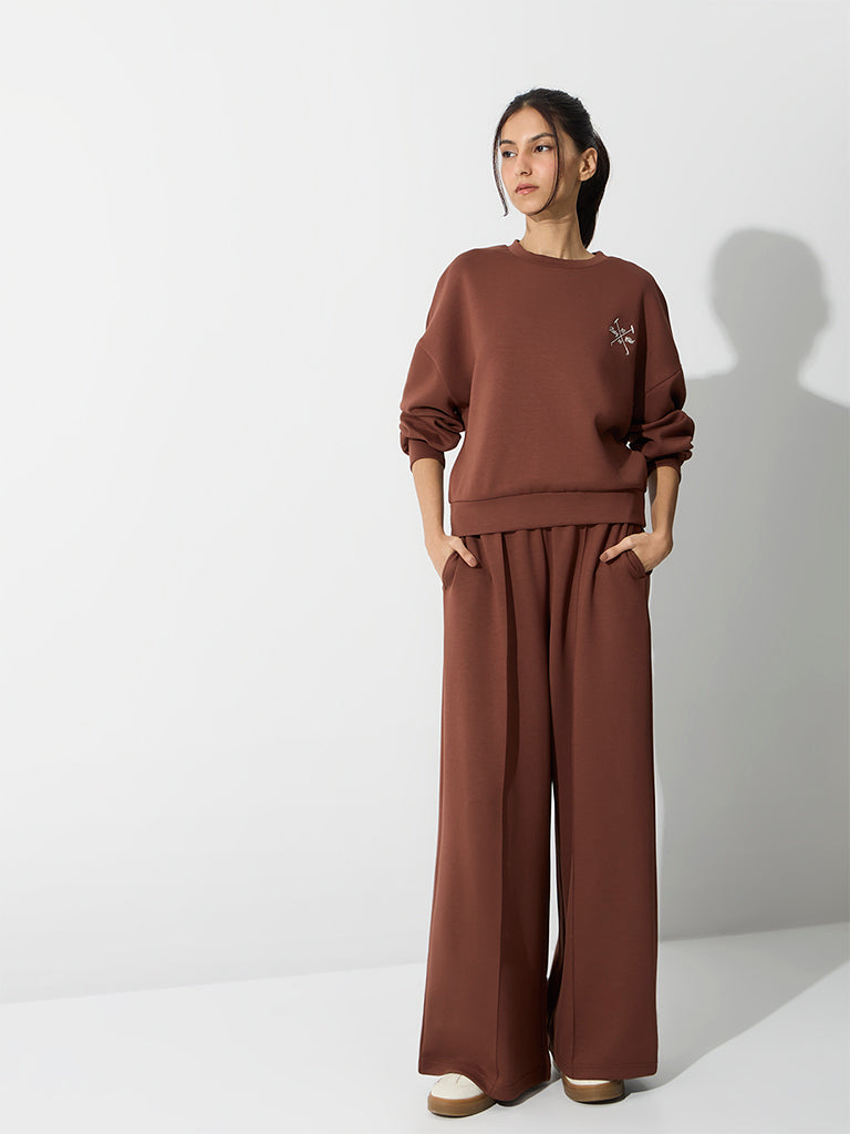 Nuoflexx Brown Embroidered Sweatshirt
