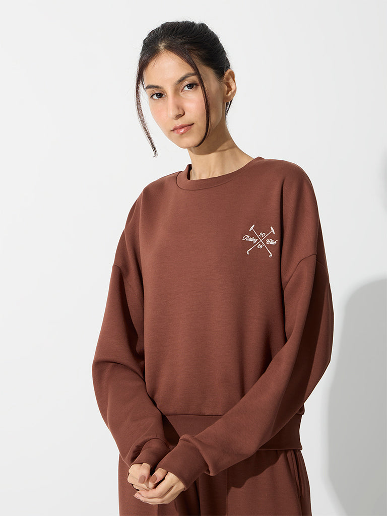 Nuoflexx Brown Embroidered Sweatshirt