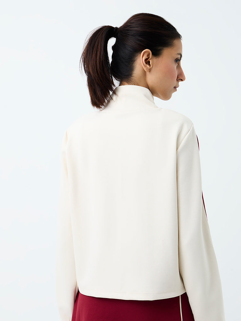 Nuoflexx Off-White Striped Quarter Zip Sweatshirt