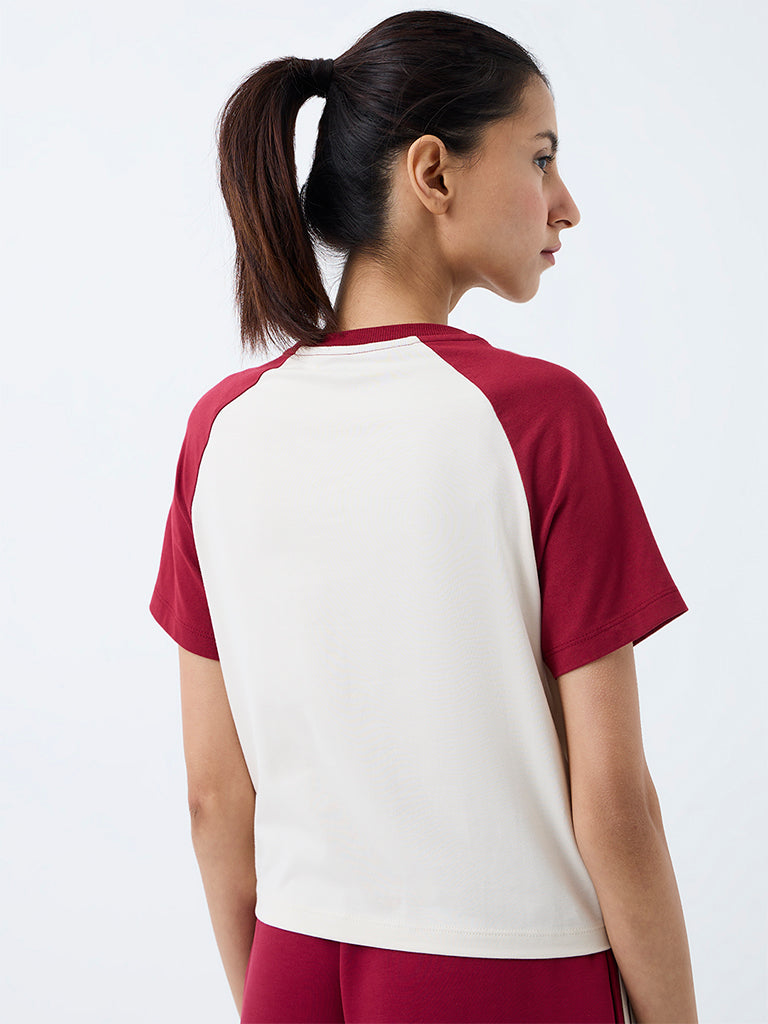 Nuoflexx White Colour-Blocked Cotton-Blend T-Shirt