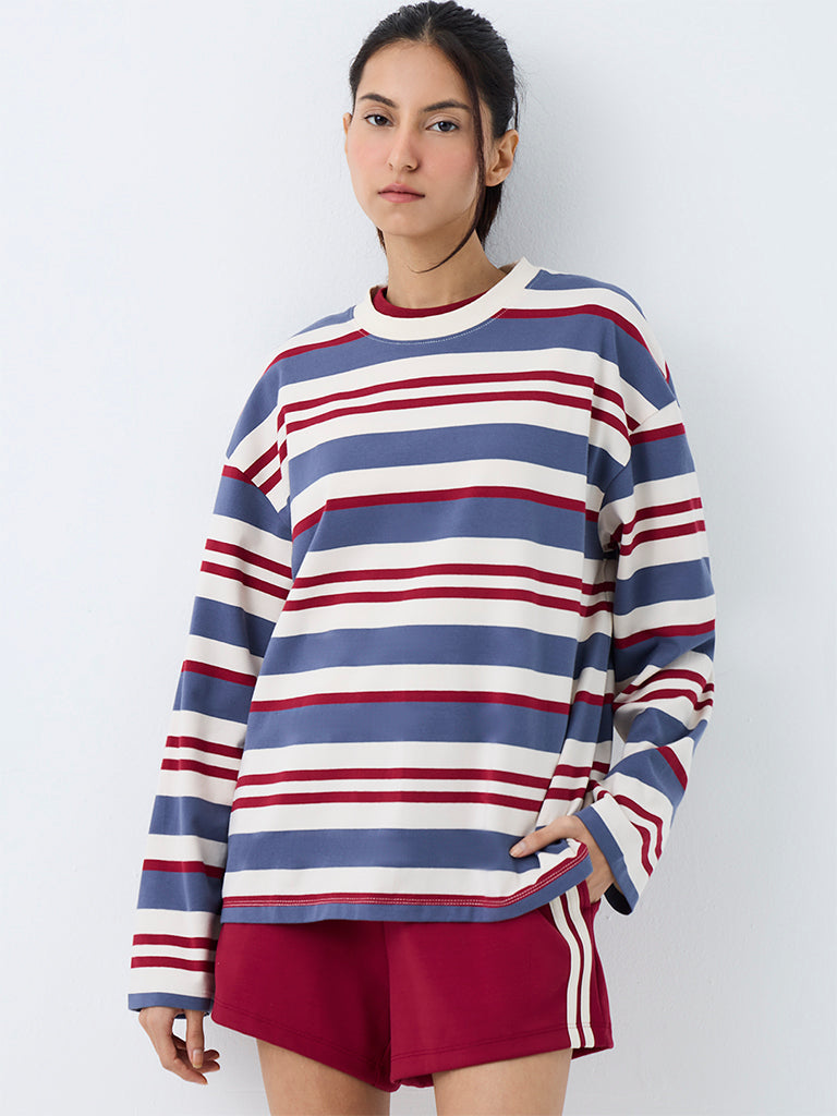 Nuoflexx Multi-Coloured Striped Cotton-Blend T-Shirt