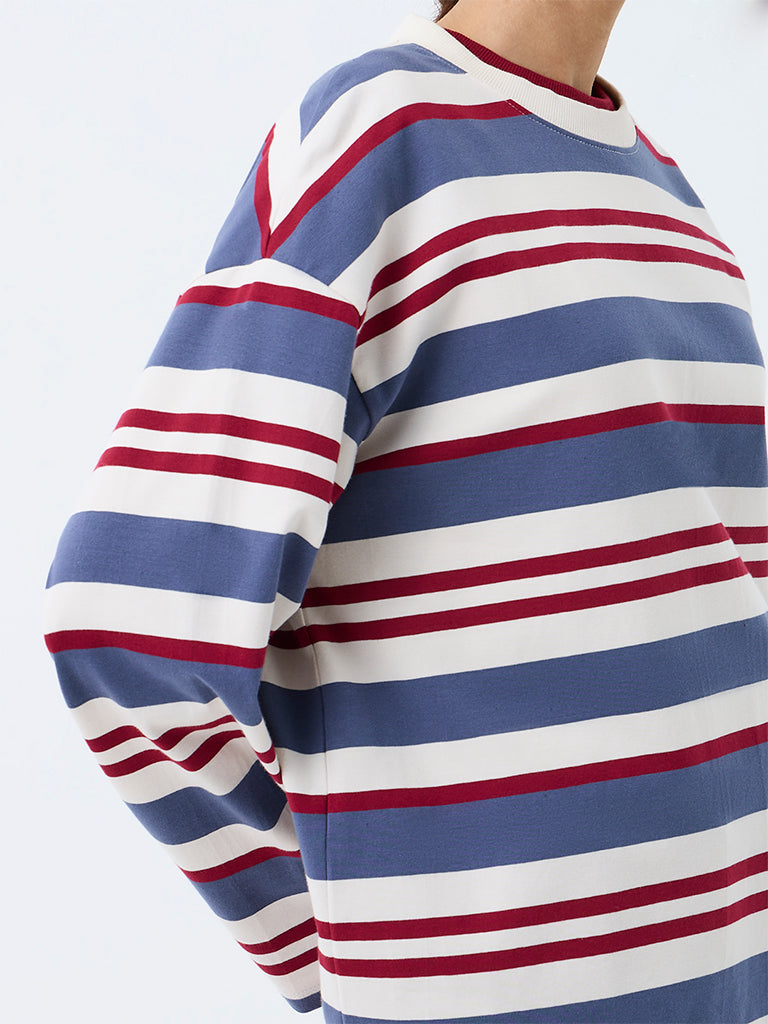 Nuoflexx Multi-Coloured Striped Cotton-Blend T-Shirt