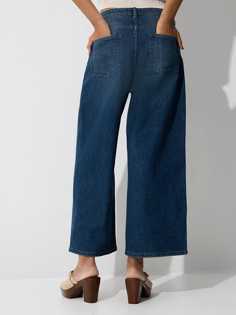 LOV Blue Washed High-Rise Wide-Leg Jeans