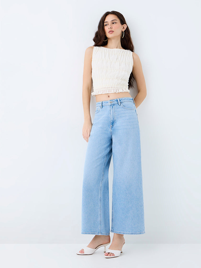 LOV Light Blue Wide-Leg High-Rise Jeans