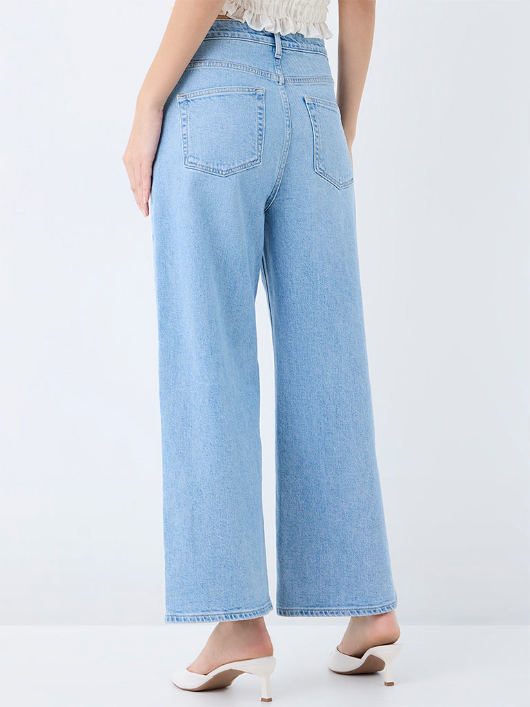 LOV Light Blue Wide-Leg High-Rise Jeans