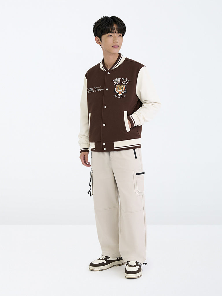 Boys Ivory Mid-Rise Cargo Pants