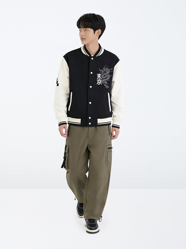 Boys Dark Olive Mid-Rise Cargo Pants