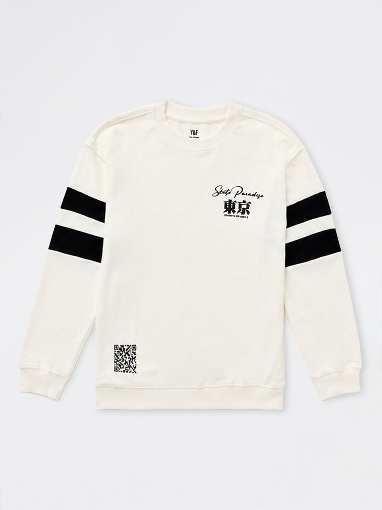 Boys Off-White Striped Cotton-Blend Sweatshirt