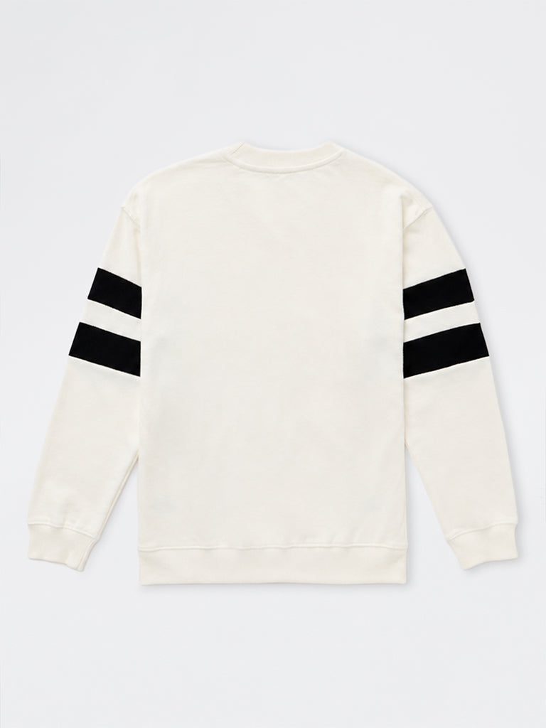 Boys Off-White Striped Cotton-Blend Sweatshirt