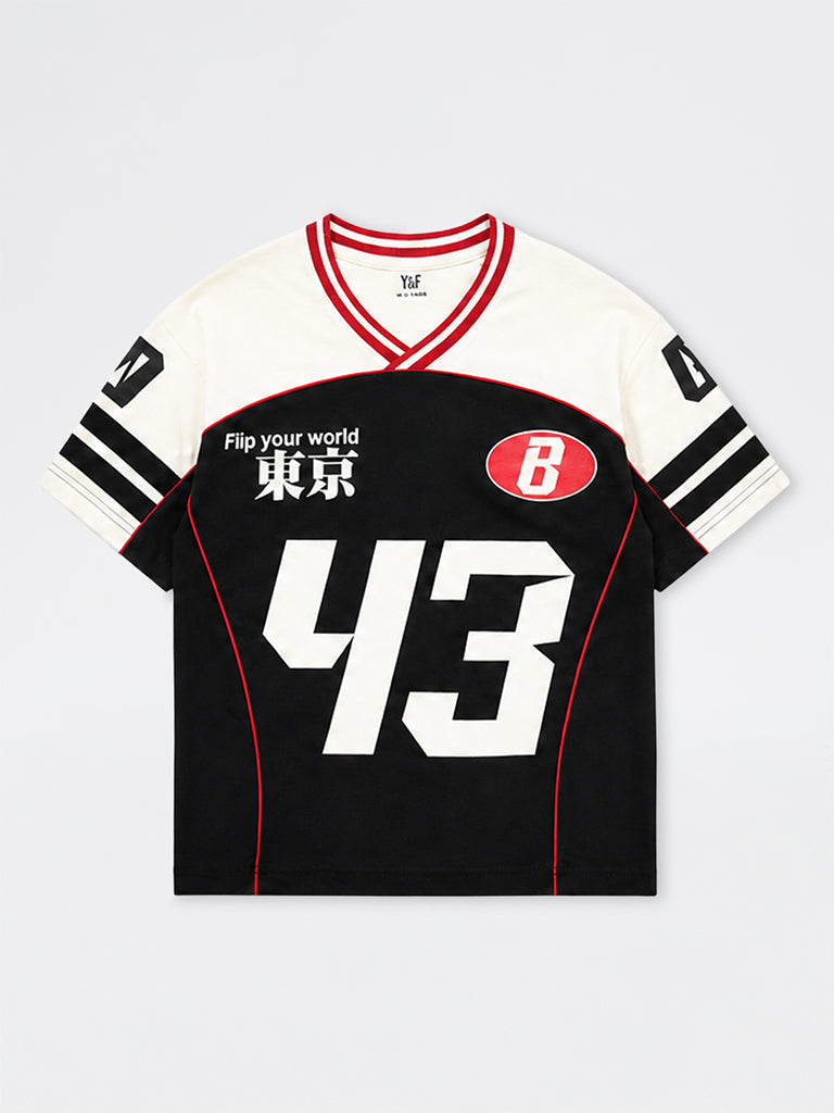 Boys Black Colour-Blocked Cotton T-Shirt