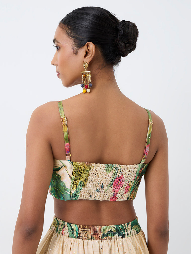 Vark Multicolour Heritage Printed Crop Top