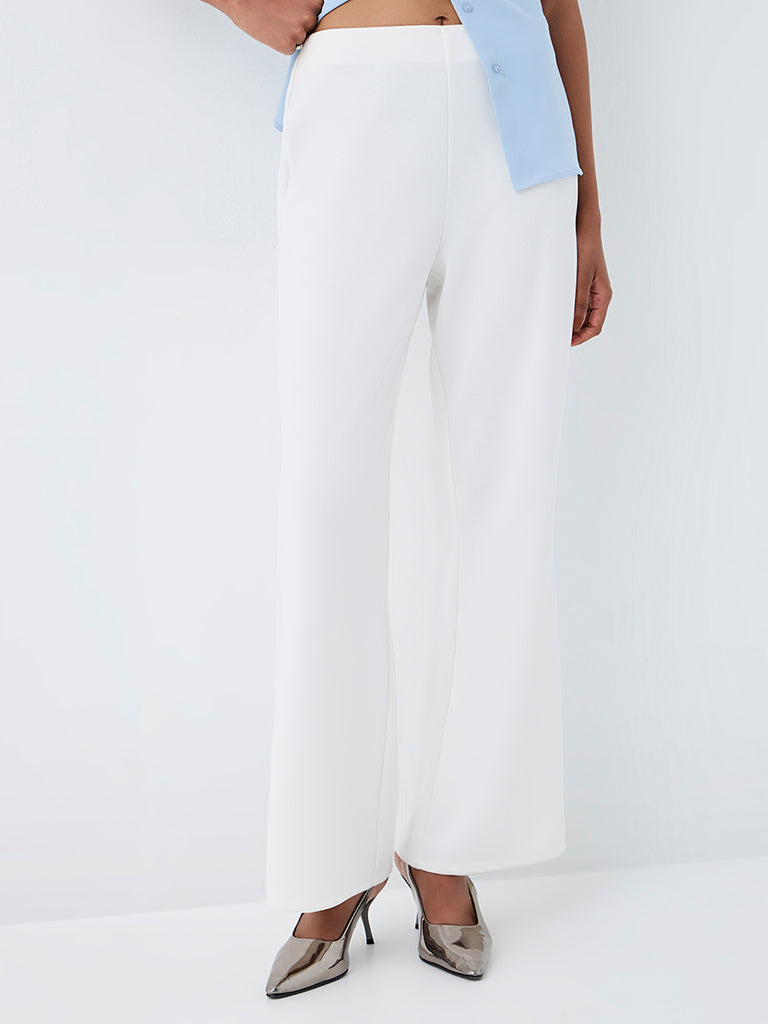 Wardrobe White High-Rise Flared Trouser