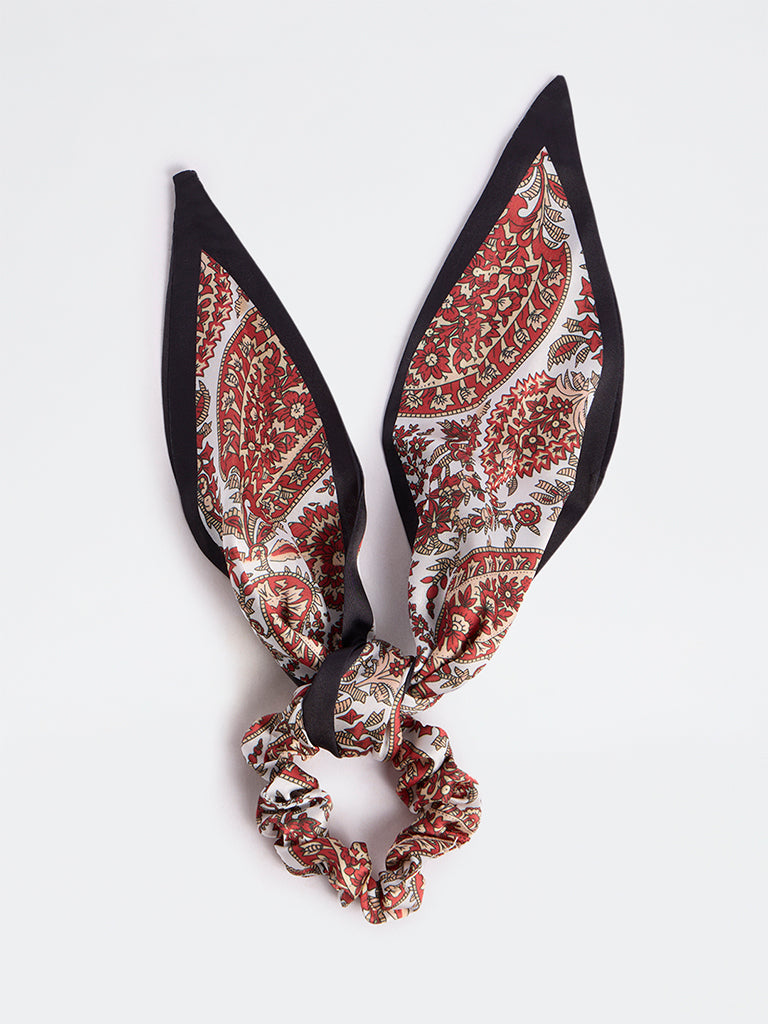 Westside Accessories Multicolour Printed Scarf-Design Scrunchie