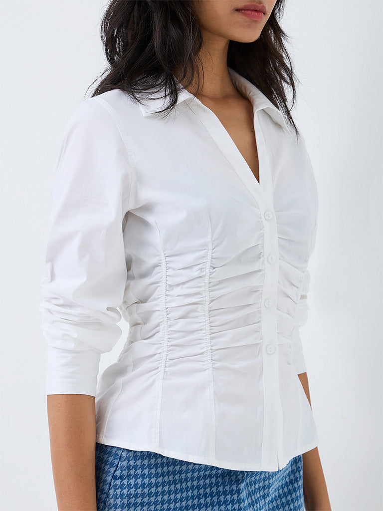 Nuon White Ruched Shirt