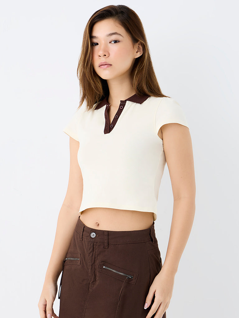Nuon Cream Cotton-Blend T-Shirt