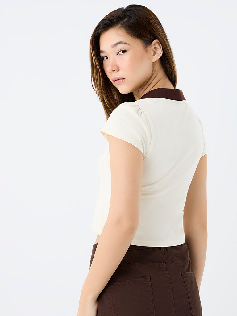 Nuon Cream Cotton-Blend T-Shirt