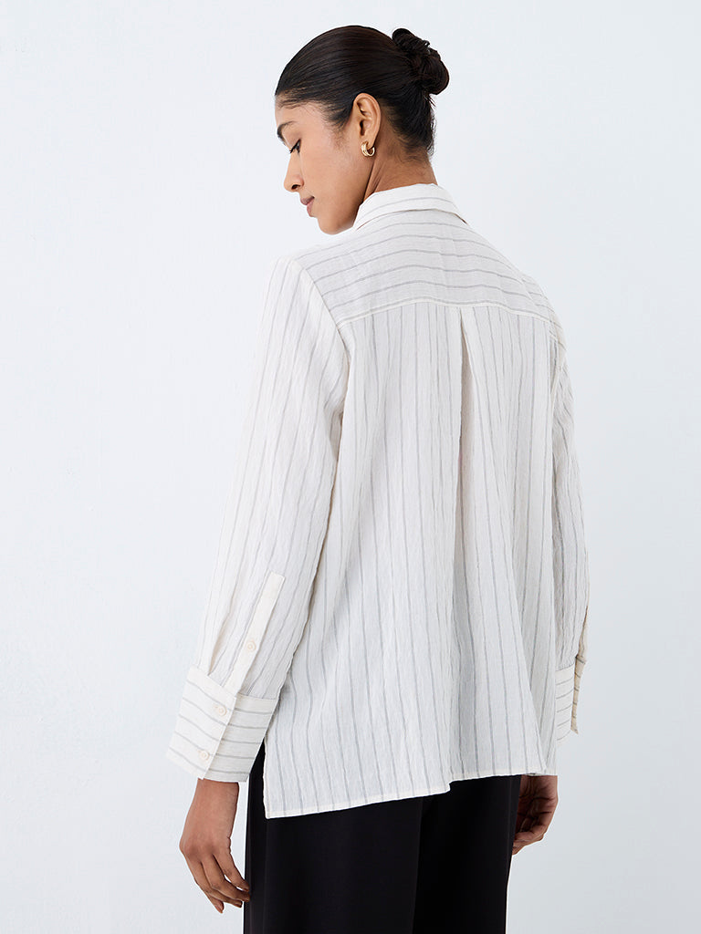 Wardrobe Ivory Striped Cotton-Blend Shirt