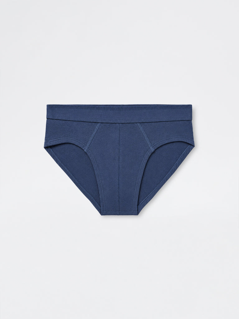 WES Lounge Blue Relaxed-Fit Cotton-Blend Briefs- Pack of 3