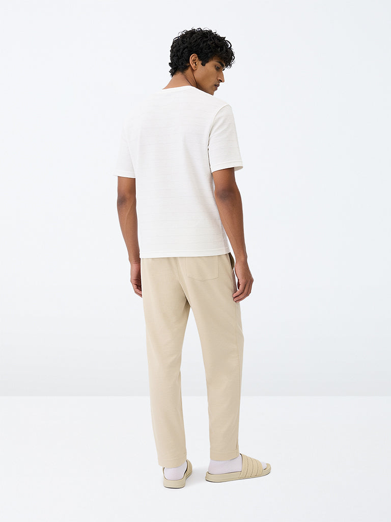 WES Lounge Beige Melange Straight-Fit Cotton-Blend Pyjamas