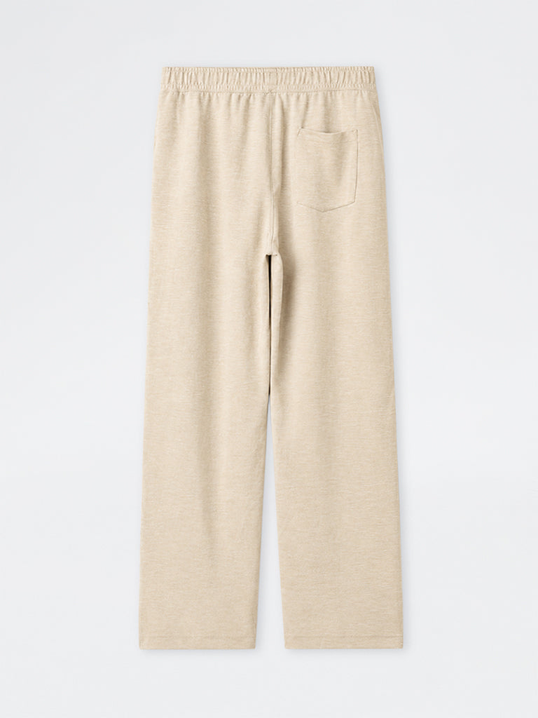 WES Lounge Beige Melange Straight-Fit Cotton-Blend Pyjamas