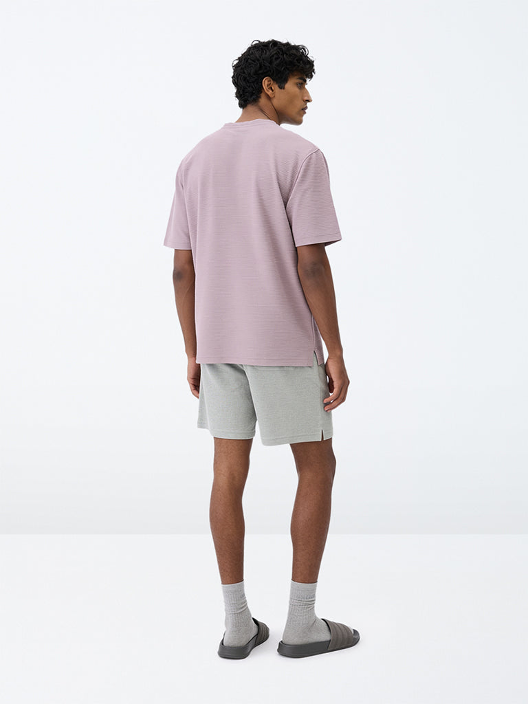 WES Lounge Grey Waffle-Textured Mid-Rise Cotton-Blend Shorts
