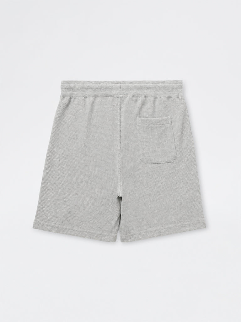 WES Lounge Grey Waffle-Textured Mid-Rise Cotton-Blend Shorts