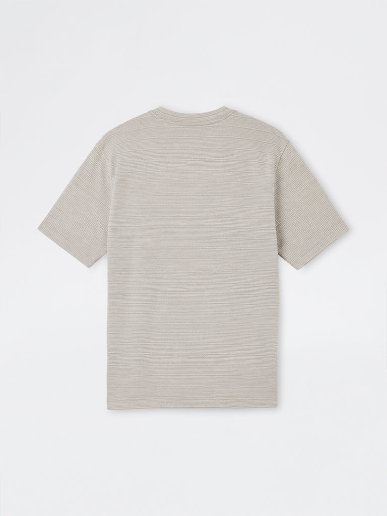 WES Lounge Grey Self-Striped Relaxed-Fit T-Shirt