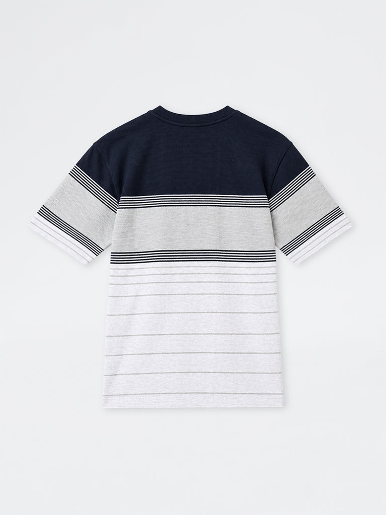 WES Lounge Multicolour Striped Relaxed-Fit Cotton-Blend T-Shirt