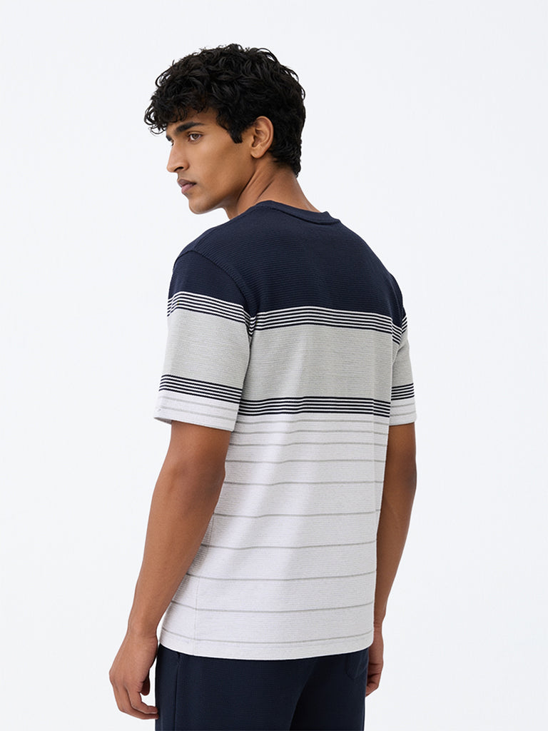 WES Lounge Multicolour Striped Relaxed-Fit Cotton-Blend T-Shirt