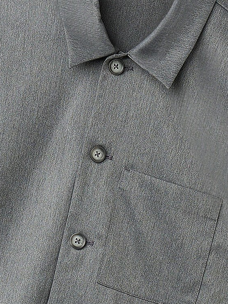 WES Formals Charcoal Solid Slim-Fit Jacket