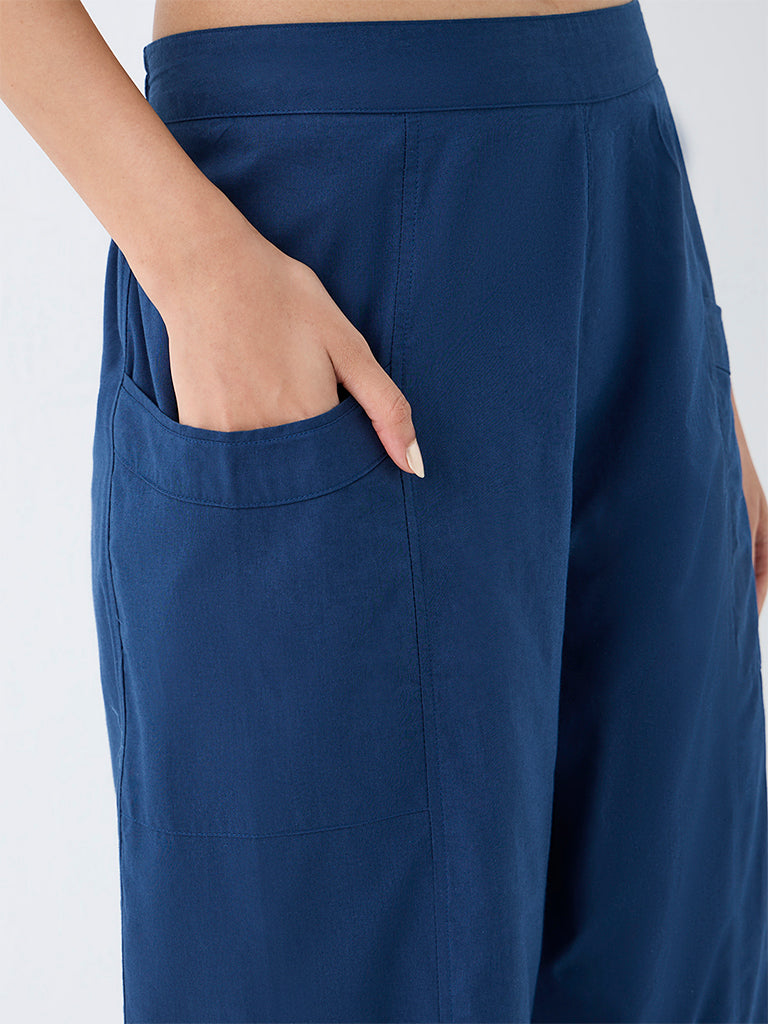 Utsa Indigo Solid Cotton Pants