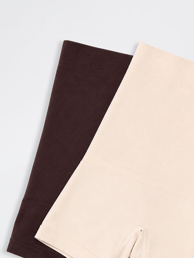 Wunderlove Dark Brown Shapewear Briefs - Pack of 2