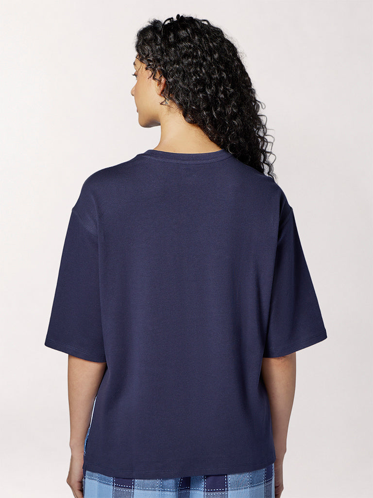 Wunderlove Navy Solid Cotton T-Shirt