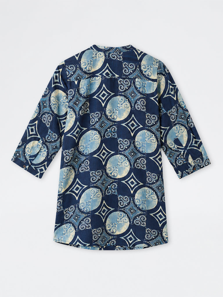 Diza Blue Kalamkari Printed Tunic